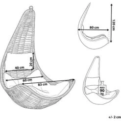 Boho Wicker Hanging Chair Swing Seat Without Stand Beige PE Rattan Atri 9 Boho Wicker Hanging Chair Swing Seat Without Stand Beige PE Rattan Atri -Outdoor Furniture Store 18827693 3