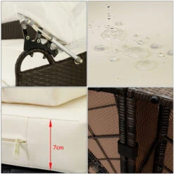 Poly Rattan Day Bed Ø230cm Sun Lounger With Canopy Brown -Outdoor Furniture Store 18828091 3