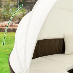 Poly Rattan Day Bed Ø230cm Sun Lounger With Canopy Brown -Outdoor Furniture Store 18828091 4