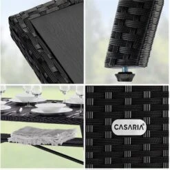 Casaria Poly Rattan Dining WPC Table 190x90x75cm Weather-Resistant Garden Patio Furniture - Black, Brown, Cream, Grey Black 9 Casaria Poly Rattan Dining WPC Table 190x90x75cm Weather-Resistant Garden Patio Furniture - Black, Brown, Cream, Grey Black -Outdoor Furniture Store 18852910 3