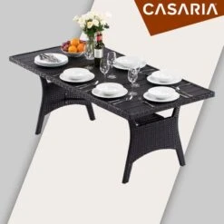 Casaria Poly Rattan Dining WPC Table 190x90x75cm Weather-Resistant Garden Patio Furniture - Black, Brown, Cream, Grey Black 10 Casaria Poly Rattan Dining WPC Table 190x90x75cm Weather-Resistant Garden Patio Furniture - Black, Brown, Cream, Grey Black -Outdoor Furniture Store 18852910 4