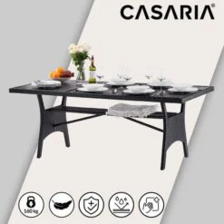 Casaria Poly Rattan Dining WPC Table 190x90x75cm Weather-Resistant Garden Patio Furniture - Black, Brown, Cream, Grey Black 11 Casaria Poly Rattan Dining WPC Table 190x90x75cm Weather-Resistant Garden Patio Furniture - Black, Brown, Cream, Grey Black -Outdoor Furniture Store 18852910 5