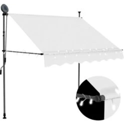 Manual Retractable Awning With LED 150 Cm Cream VidaXL