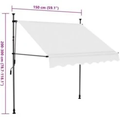 Manual Retractable Awning With LED 150 Cm Cream VidaXL 9 Manual Retractable Awning With LED 150 Cm Cream VidaXL -Outdoor Furniture Store 18889930 3