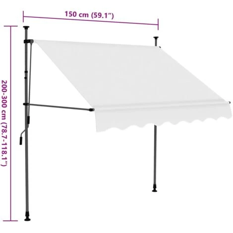 Manual Retractable Awning With LED 150 Cm Cream VidaXL 5 Manual Retractable Awning With LED 150 Cm Cream VidaXL - Image 3