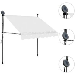 Manual Retractable Awning With LED 150 Cm Cream VidaXL 10 Manual Retractable Awning With LED 150 Cm Cream VidaXL -Outdoor Furniture Store 18889930 4