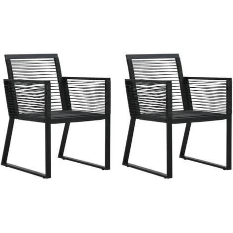 Garden Chairs 2 Pcs Black PVC Rattan VidaXL 3 Garden Chairs 2 Pcs Black PVC Rattan VidaXL