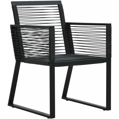 Garden Chairs 2 Pcs Black PVC Rattan VidaXL 4 Garden Chairs 2 Pcs Black PVC Rattan VidaXL - Image 2