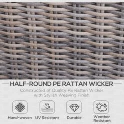 Outsunny 5 Pcs Rattan Garden Furniture Set Single Sofa Stool Coffee Table Brown -Outdoor Furniture Store 19091906 4