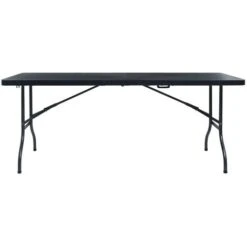 Folding Garden Table Black 180x75x72 Cm HDPE Imitation Rattan VidaXL -Outdoor Furniture Store 19130440 2