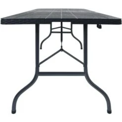 Folding Garden Table Black 180x75x72 Cm HDPE Imitation Rattan VidaXL -Outdoor Furniture Store 19130440 4
