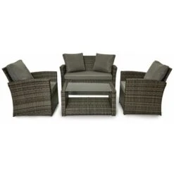 Evre Rattan Garden Furniture Weave Wicker Sofa Set Conservatory Set Grey Roma
