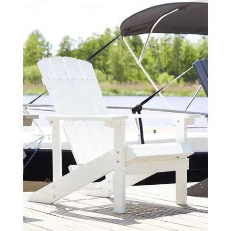 Outdoor Lounger Chair White Plastic Wood For Patio Yard Adirondack 4 Outdoor Lounger Chair White Plastic Wood For Patio Yard Adirondack - Image 2