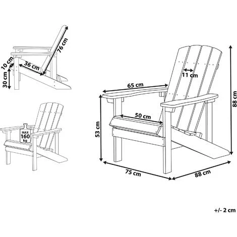 Outdoor Lounger Chair White Plastic Wood For Patio Yard Adirondack 5 Outdoor Lounger Chair White Plastic Wood For Patio Yard Adirondack - Image 3
