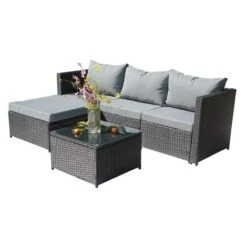 KMS BIRCHTREE Rattan Furniture Set RFS01 Black -Outdoor Furniture Store 19310526 2