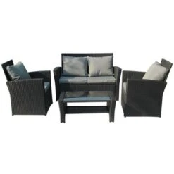KMS BIRCHTREE Rattan Furniture Set RFS02 Black 9 KMS BIRCHTREE Rattan Furniture Set RFS02 Black -Outdoor Furniture Store 19310534 3