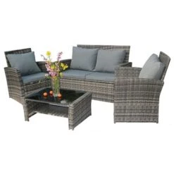 KMS BIRCHTREE Rattan Furniture Set RFS02 Grey -Outdoor Furniture Store 19310541 2