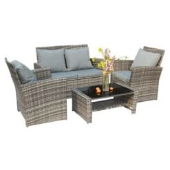 KMS BIRCHTREE Rattan Furniture Set RFS02 Grey -Outdoor Furniture Store 19310541 3