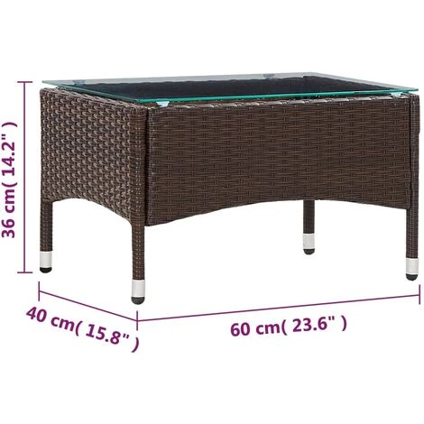 Coffee Table Brown 60x40x36 Cm Poly Rattan VidaXL 7 Coffee Table Brown 60x40x36 Cm Poly Rattan VidaXL - Image 5