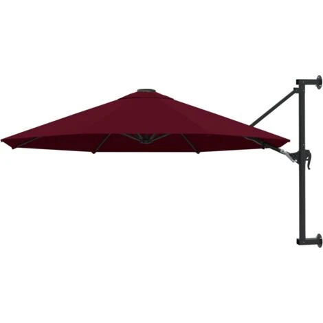 Wall-Mounted Parasol With Metal Pole 300 Cm Burgundy VidaXL 3 Wall-Mounted Parasol With Metal Pole 300 Cm Burgundy VidaXL