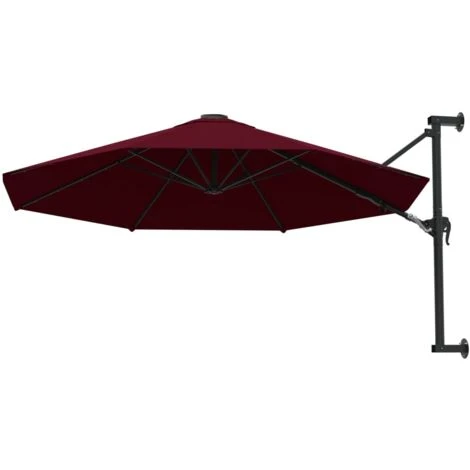 Wall-Mounted Parasol With Metal Pole 300 Cm Burgundy VidaXL 6 Wall-Mounted Parasol With Metal Pole 300 Cm Burgundy VidaXL - Image 4