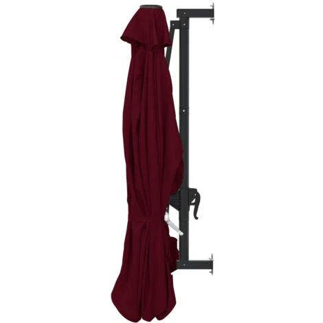 Wall-Mounted Parasol With Metal Pole 300 Cm Burgundy VidaXL 7 Wall-Mounted Parasol With Metal Pole 300 Cm Burgundy VidaXL - Image 5