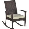 Outsunny Garden Rattan Rocking Chair, Bistro Recliner Furniture Seater Brown -Outdoor Furniture Store 1931768 1