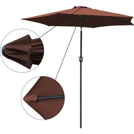 KMS BIRCHTREE 2.5M Aluminium Garden Parasol BT-GP01 Coffee 6 KMS BIRCHTREE 2.5M Aluminium Garden Parasol BT-GP01 Coffee - Image 4