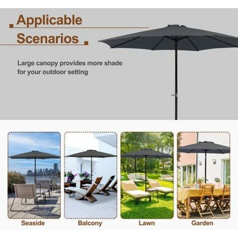 KMS BIRCHTREE 3M Aluminium Garden Parasol BT-GP03 Grey 4 KMS BIRCHTREE 3M Aluminium Garden Parasol BT-GP03 Grey - Image 2