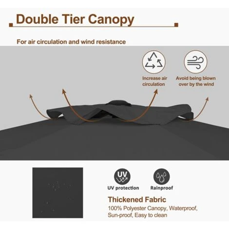 KMS BIRCHTREE 3M Aluminium Garden Parasol BT-GP03 Grey 5 KMS BIRCHTREE 3M Aluminium Garden Parasol BT-GP03 Grey - Image 3