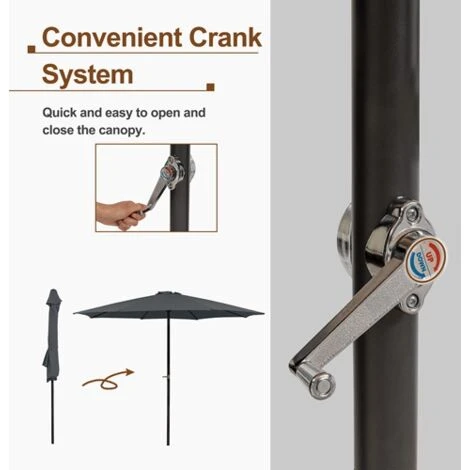 KMS BIRCHTREE 3M Aluminium Garden Parasol BT-GP03 Grey 7 KMS BIRCHTREE 3M Aluminium Garden Parasol BT-GP03 Grey - Image 5