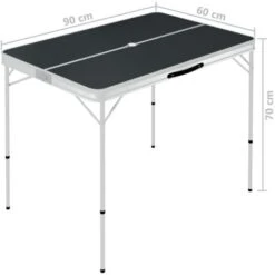 Folding Camping Table With 2 Benches Aluminium Grey VidaXL -Outdoor Furniture Store 19542189 3