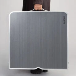 Garden Camping Table And Chairs Set Folding And Space-saving Festival Foldable Seat Outdoor Carry Handle 120x60x70cm Grey -Outdoor Furniture Store 19662854 5