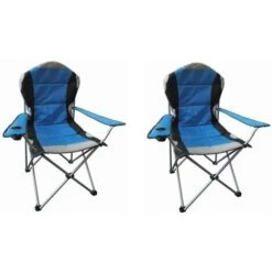 Hyfive Deluxe Folding Padded Camping Chairs High Back - Multiple Colours - Blue (2 Chairs)
