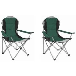 Hyfive Deluxe Folding Padded Camping Chairs High Back - Multiple Colours - Green (2 Chairs)
