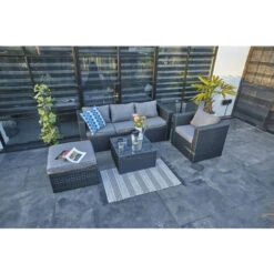 YAKOE VANCOUVER 5 SEATER RATTAN GARDEN SOFA SET IN BLACK WITH FITTING COVER 9 YAKOE VANCOUVER 5 SEATER RATTAN GARDEN SOFA SET IN BLACK WITH FITTING COVER -Outdoor Furniture Store 19681806 3