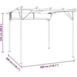 Pergola With Retractable Roof Cream White 3x3 M Steel VidaXL -Outdoor Furniture Store 19805218 3