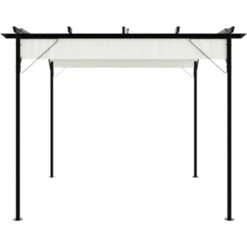 Pergola With Retractable Roof Cream White 3x3 M Steel VidaXL -Outdoor Furniture Store 19805218 4
