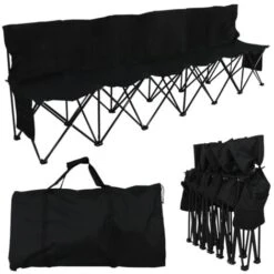 Yaheetech Six Seater Folding Subs Bench Camping Sports Football Spectator Chair Portable Team Bench Black