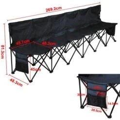 Yaheetech Six Seater Folding Subs Bench Camping Sports Football Spectator Chair Portable Team Bench Black -Outdoor Furniture Store 19900758 5