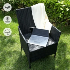 Songmics Garden Furniture Sets-3, Polyrattan Outdoor Patio Furniture, Conservatory PE Wicker Furniture, For Patio Balcony Backyard, Black And Beige GGF001B01 -Outdoor Furniture Store 20519082 3