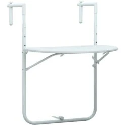 Hommoo Hanging Balcony Table White 60x64x83.5 Cm Plastic Rattan Look VD30270