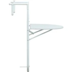 Hommoo Hanging Balcony Table White 60x64x83.5 Cm Plastic Rattan Look VD30270 -Outdoor Furniture Store 20988661 3