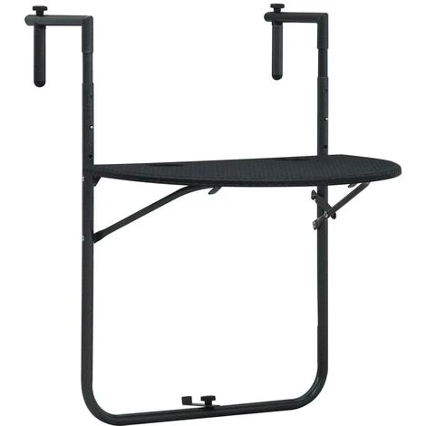 Hommoo Hanging Balcony Table Black 60x64x83.5 Cm Plastic Rattan Look VD30271 7 Hommoo Hanging Balcony Table Black 60x64x83.5 Cm Plastic Rattan Look VD30271 -Outdoor Furniture Store 20988662 1