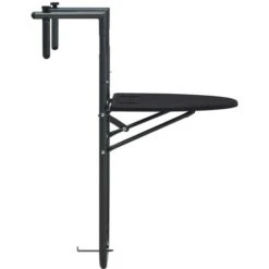 Hommoo Hanging Balcony Table Black 60x64x83.5 Cm Plastic Rattan Look VD30271 -Outdoor Furniture Store 20988662 3