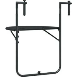 Hommoo Hanging Balcony Table Black 60x64x83.5 Cm Plastic Rattan Look VD30271 -Outdoor Furniture Store 20988662 4