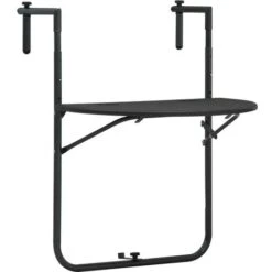 Hommoo Hanging Balcony Table Brown 60x64x83.5 Cm Plastic Rattan Look VD30272