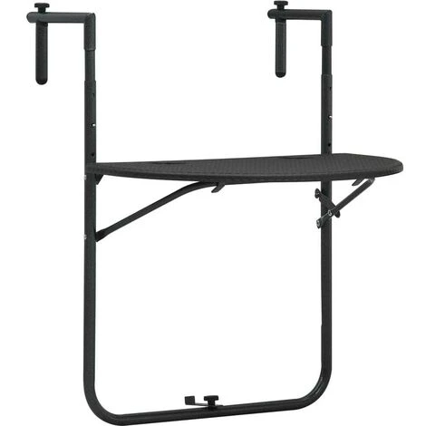 Hommoo Hanging Balcony Table Brown 60x64x83.5 Cm Plastic Rattan Look VD30272 3 Hommoo Hanging Balcony Table Brown 60x64x83.5 Cm Plastic Rattan Look VD30272