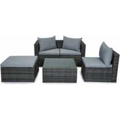 Evre Outdoor Rattan Garden Furniture Set Malaga Conservatory Patio Sofa Coffee Table Grey