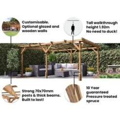 Wooden Pergola Garden Plants Frame Utopia 4m X 3m (13' X 10') -Outdoor Furniture Store 22866251 3